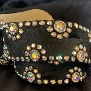 Black calf hair Swarovski crystal Kippy Belt.